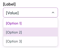 A dropdown in its open state, with three options and one highlighted.
